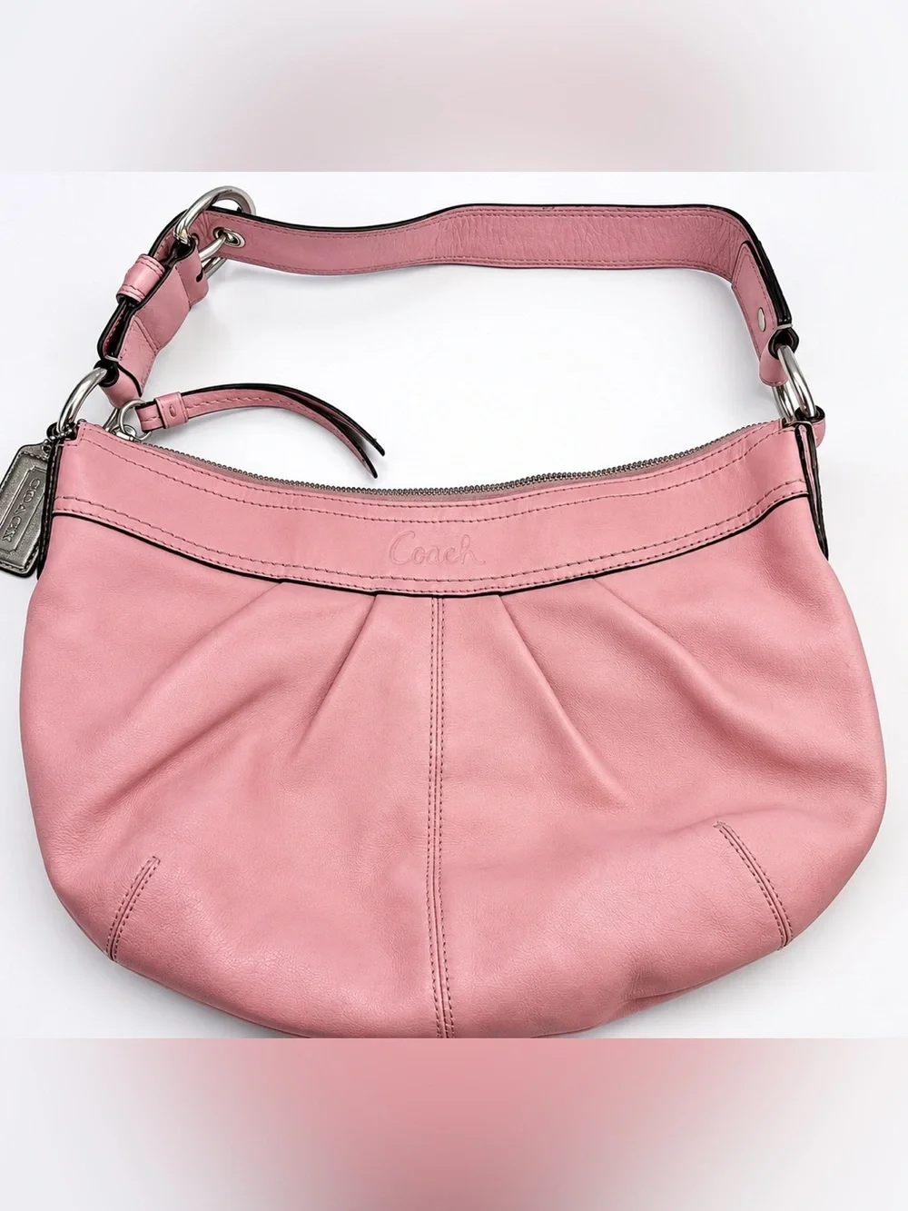 Vintage Coach Soho Blush Pink Smooth Leather Shoulder Bag Purse F13730